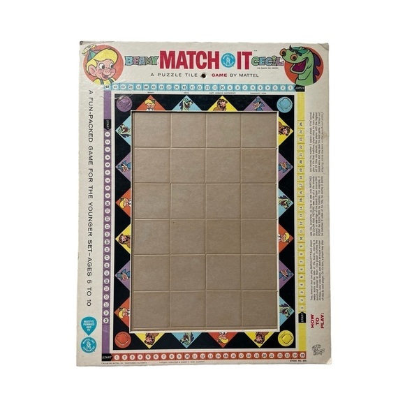 Vintage Mattel MATCH IT Puzzle Tile Game Beany and Cecil 1961 Rare Educational - Picture 2 of 7